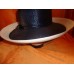 Frank Olive  Vintage  Navy Blue & White Lacquered Straw  Wide Brim Hat   eb-58911298